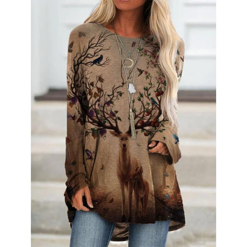 Damen T-Shirt Street Langarm Kleidung Modisches Oberteil Lockere Freizeitkleidung Herbst Und Winter Bedrucktes Oberteil Rundhals T-Shirt 7xl Damen T-Shirt Street Langarm Kleidung Modisches Oberteil Lockere Freizeitkleidung Herbst Und Winter Bedrucktes Oberteil Rundhals T-Shirt 7xl von Joom DACH