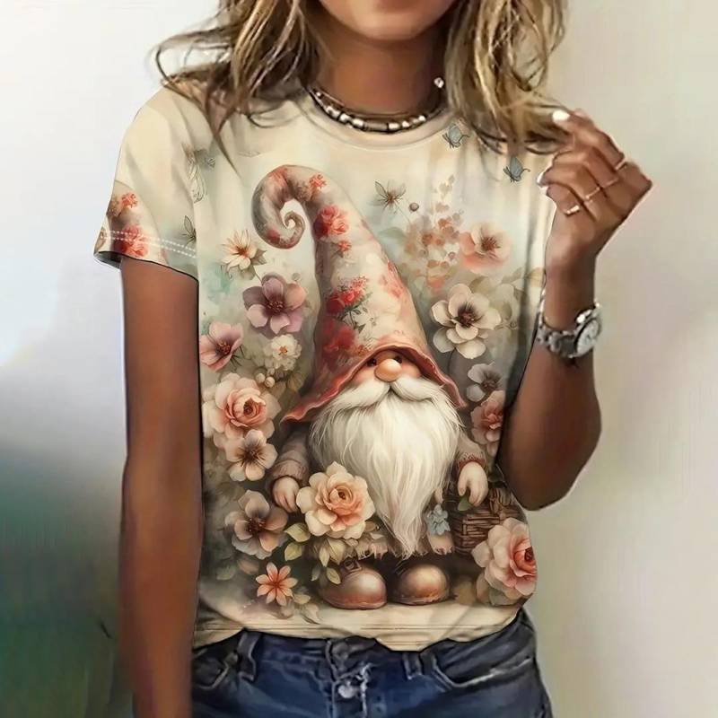 Damen T-Shirt für den Sommer, Cartoon-Druck, lässig, kurzärmelig, Kaninchen-T-Shirts, weiblicher V-Ausschnitt, übergroße Kleidung, modischer Pullover 5XL von Joom DACH