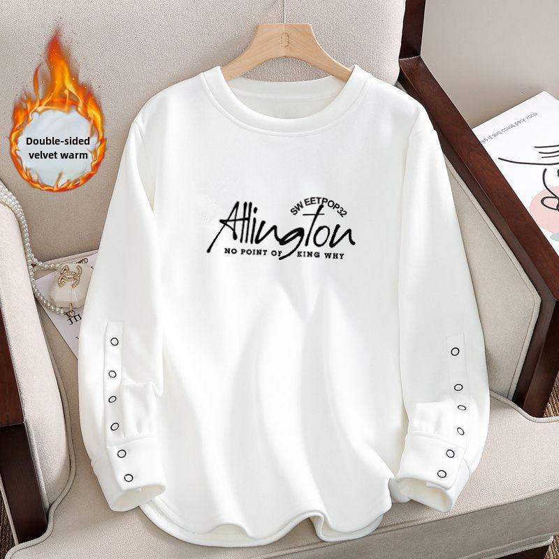 Damen-T-Shirt im koreanischen Stil mit lockerer Passform, 100 % Baumwolle, langärmlig und rundem Halsausschnitt, neu für 2024. 2XL von Joom DACH