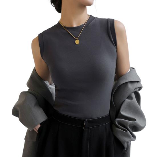 Damen Tanktop ärmellos Baumwolle High Neck Crop Top gerippt Slim Fit XL dunkelgraue von Joom DACH