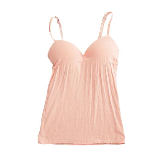 Damen-Tanktop mit integriertem BH, verstellbaren Spaghettiträgern, Cami-Shirts, lässige ärmellose Unterhemden unter der Kleidung für Yoga-Workout L rosa von Joom DACH