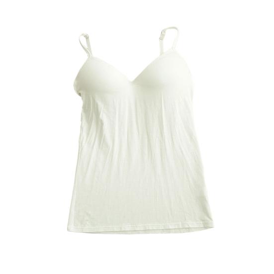 Damen-Tanktop mit integriertem BH, verstellbaren Spaghettiträgern, Cami-Shirts, lässige ärmellose Unterhemden unter der Kleidung für Yoga-Workout XL weiß von Joom DACH