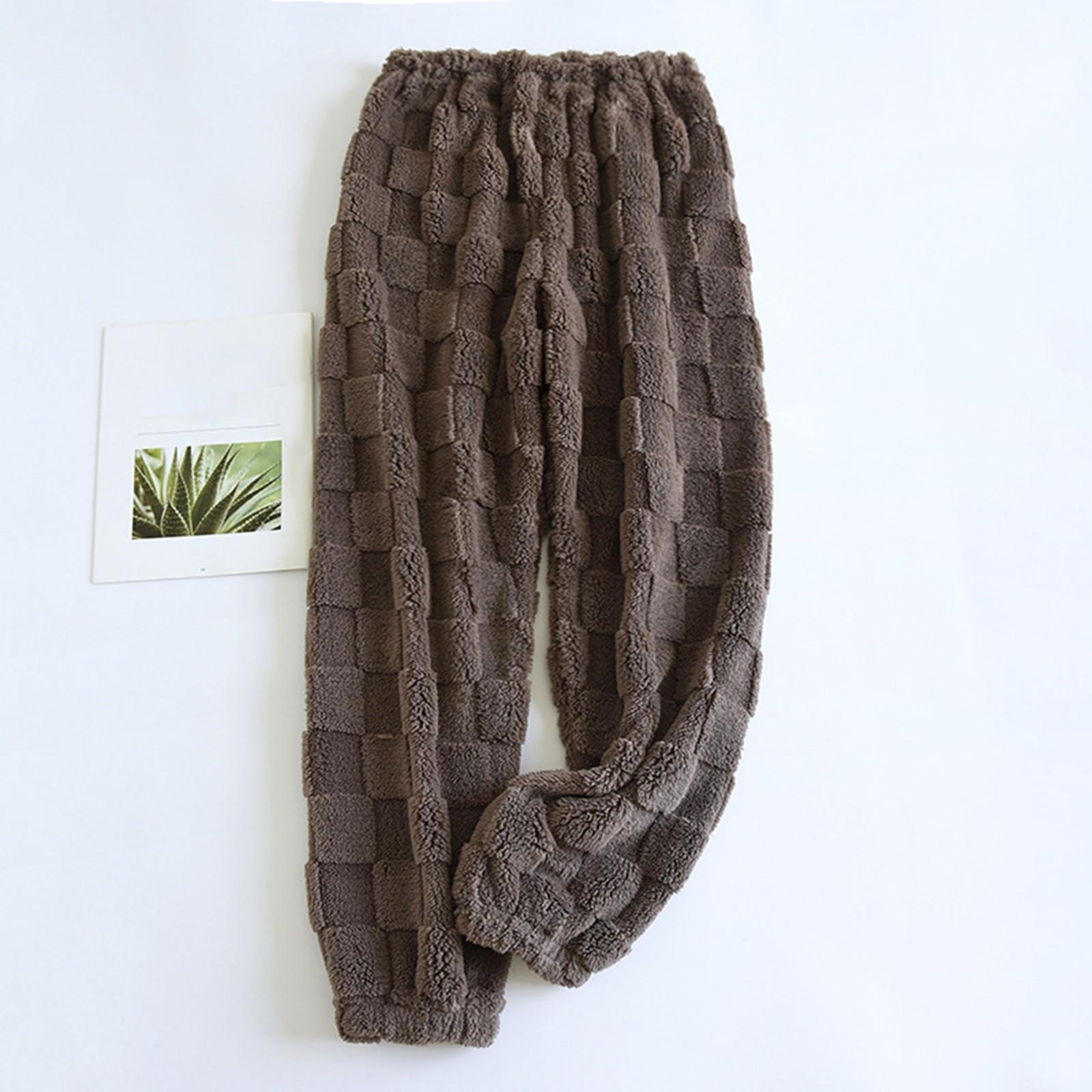 Damen Thermo-Fleece-Pyjama mit Taschen, warme Freizeithose, Home-Pyjama-Hose XL von Joom DACH