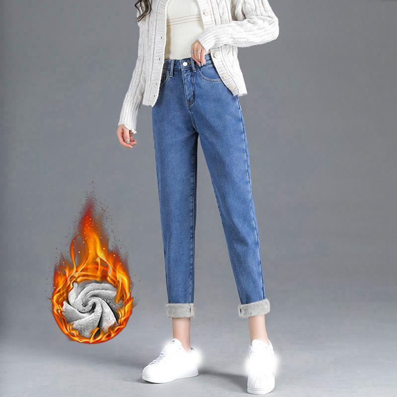 Damen Thermo-Jeans für den Winter, Schnee, warm, Plüsch, Stretch-Jeans, Damen, Skinny, dicke Fleece-Jeans, lange Hosen, Retro-Blau XL blau von Joom DACH