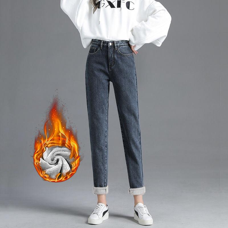 Damen Thermo-Jeans für den Winter, Schnee, warm, Plüsch, Stretch-Jeans, Damen, Skinny, dicke Fleece-Jeans, lange Hosen, Retro-Blau XXL hellgrau von Joom DACH