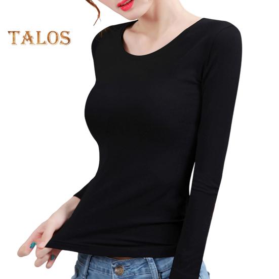 Damen Thermo-Oberteile, Rundhalsausschnitt, Langarm, Samtfutter, Slim Fit, einfarbig, warmes T-Shirt XL schwarz von Joom DACH