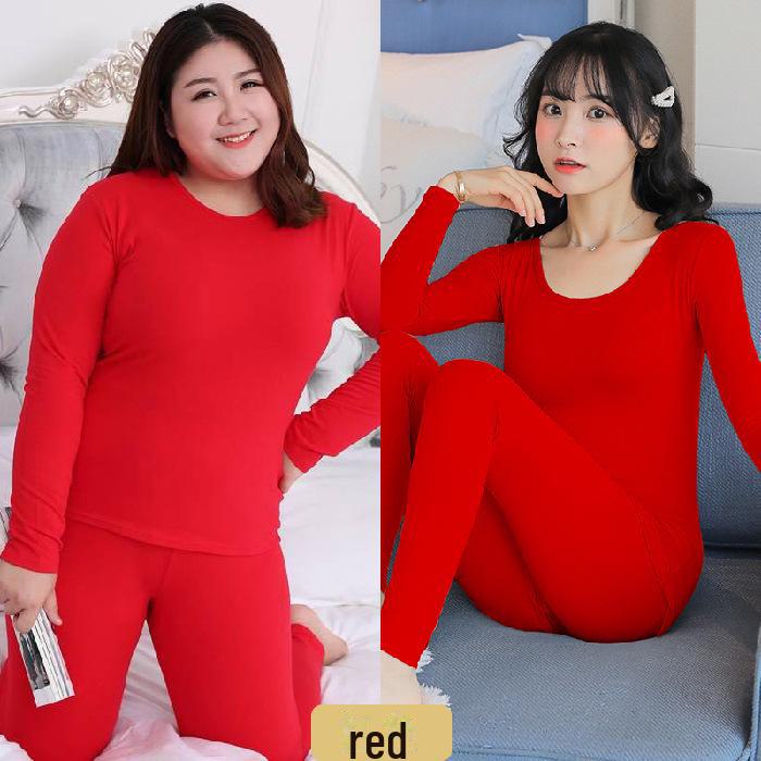 Damen-Thermofleece-Pyjama-Set für Herbst und Winter: Gemütliche Loungewear für Zuhause L rot von Joom DACH