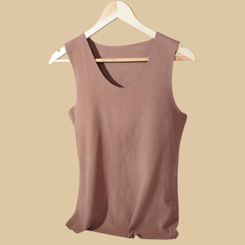 Damen-Thermoweste, spurlos, beheizbar, Plüsch, dünn, Slim-Fit, Thermo-Shirtweste für den Winter 3XL khaki von Joom DACH