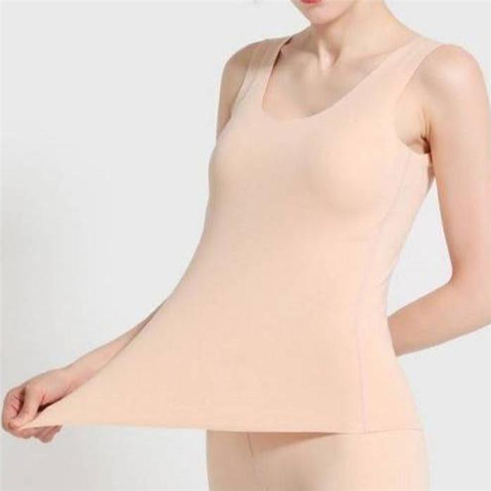 Damen-Thermoweste, spurlos, beheizbar, Plüsch, dünn, schmal geschnitten, Thermo-Hemdweste für den Winter XL nude von Joom DACH