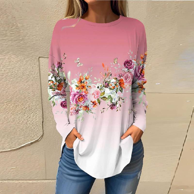 Damen Top Pullover Casual Langarm Happy Langarmshirts Sweatshirt Retro Druck Bedruckte Rundhals Tops 3XL von Joom DACH