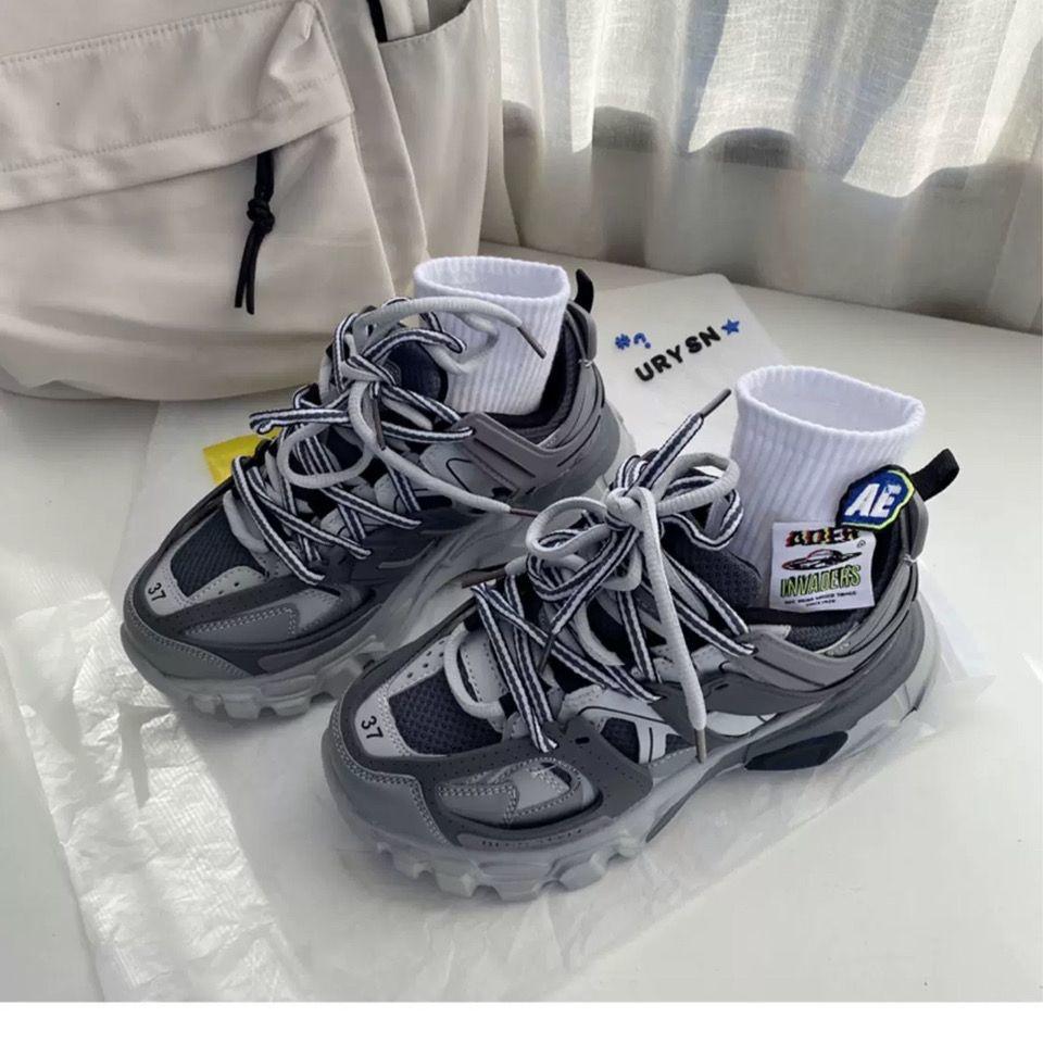 Damen Track Trainer Designer Klobige Sportschuhe Plateau Mode Laufschuhe Weiß Orange Lässige Sneaker für Herren Damen 37 graue von Joom DACH