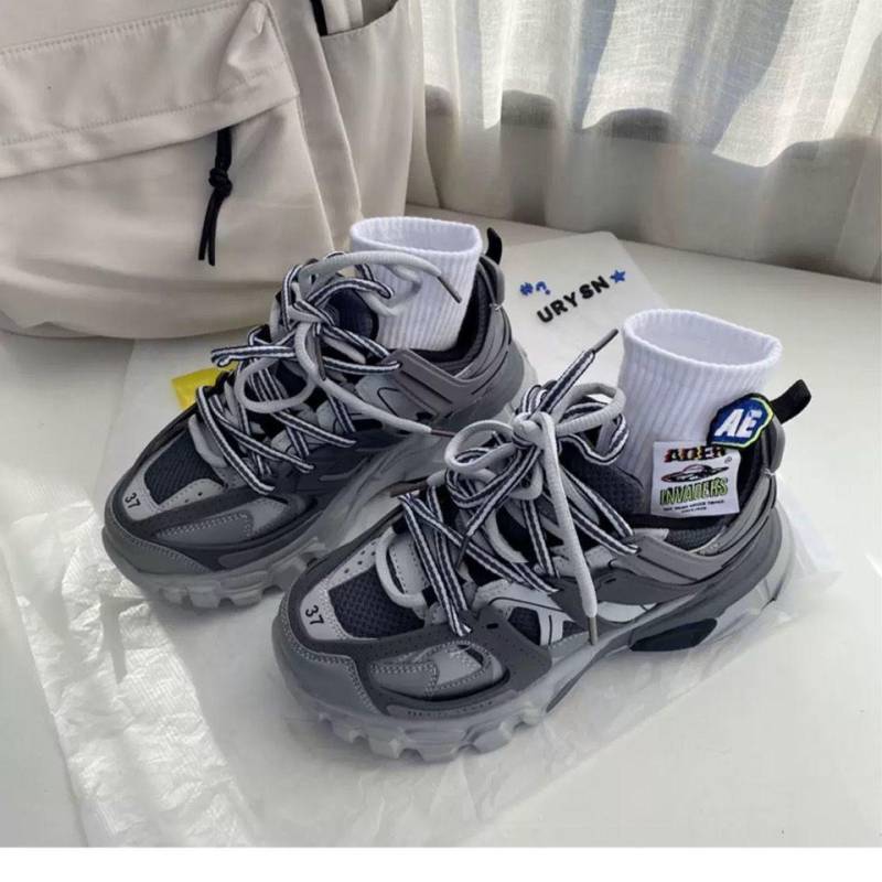 Damen Track Trainer Designer Klobige Sportschuhe Plateau Mode Laufschuhe Weiß Orange Lässige Sneaker für Herren Damen 37 graue von Joom DACH