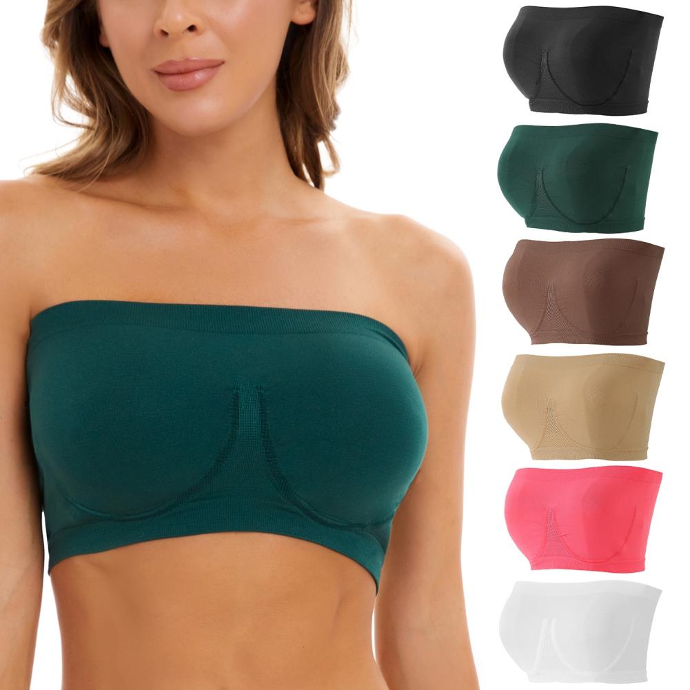 Damen Trägerloser Bandeau-BH Nahtlose Bralettes Damen Dehnbarer Brustwickel Nicht gepolsterter Bandeau-Crop-Tube-Top-BH 3XL von Joom DACH