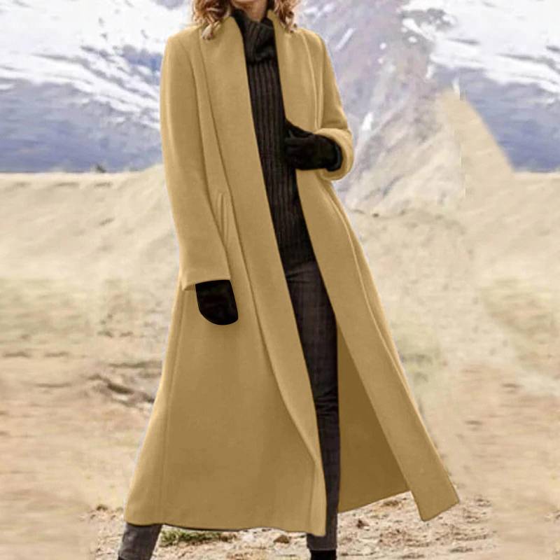 Damen Trenchcoat Winter Casual Belted Midi mit Taschen Übergröße Extended Wollmantel XXXXXL khaki von Joom DACH