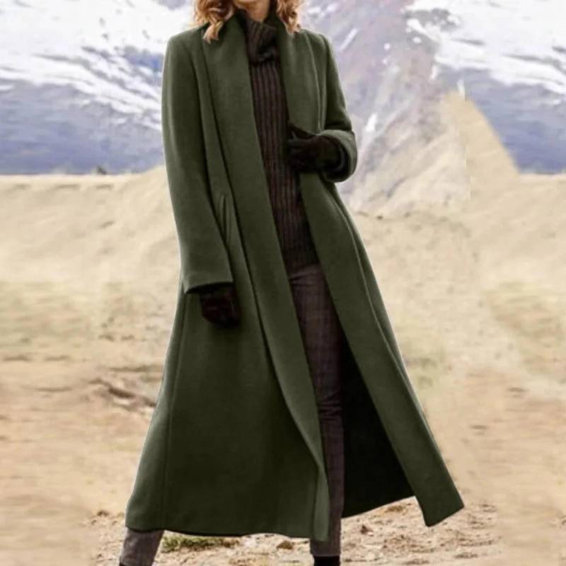 Damen Trenchcoat Winter Casual Belted Midi mit Taschen Übergröße Extended Wollmantel XXXXXL armee grüne von Joom DACH