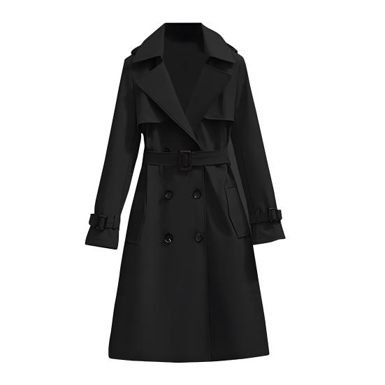 Damen Trenchcoat Zweireihig Klassisches Revers Übermantel Winddicht Lang mit Gürtel Jacke Herbst Oberbekleidung mit Taschen L schwarz Damen Trenchcoat Zweireihig Klassisches Revers Übermantel Winddicht Lang mit Gürtel Jacke Herbst Oberbekleidung mit Taschen L schwarz von Joom DACH