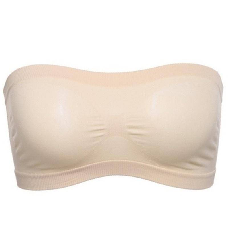Damen Tube Top Trägerloser Bandeau-BH Unterwäsche Damen Bralette Nahtlose trägerlose Tops Hohl umwickelte Brust-BHs XL nude von Joom DACH