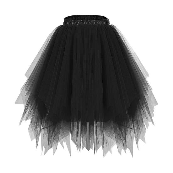 Damen Tüllrock 1950er Jahre Vintage Erwachsene Ballett Krinoline Tutu Rock Flauschiger Prinzessin Petticoat Unterrock Tanzkleid für Cosplay Party Karneval schwarz von Joom DACH
