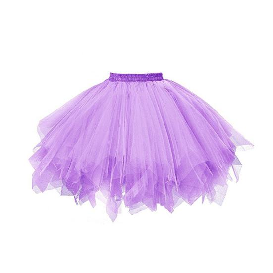 Damen Tüllrock mit hoher Taille, einfarbig, Tanzbekleidung, Petticoat, mehrschichtiger Party-Ballettrock, Streetwear licht lila von Joom DACH