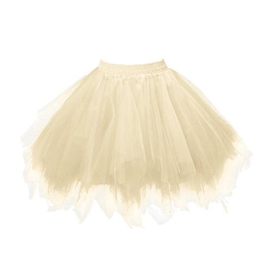 Damen Tüllrock mit hoher Taille, einfarbig, Tanzbekleidung, Petticoat, mehrschichtiger Party-Ballettrock, Streetwear champagner von Joom DACH