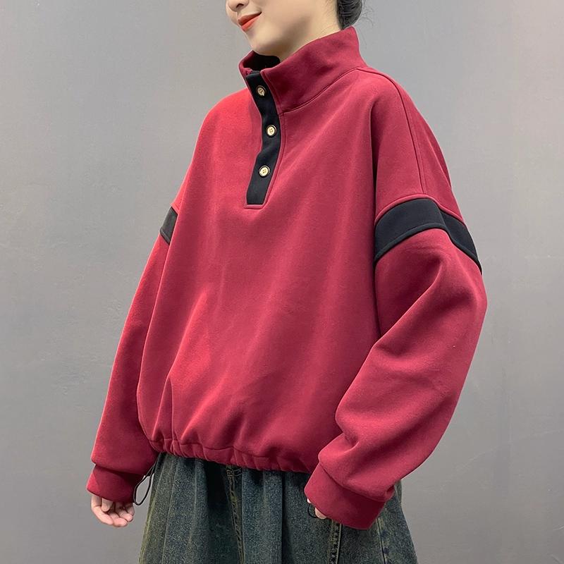 Damen Übergröße Langarm Locker Druck Neu Herbst Lässig Oberteile T-Shirts Hemd T-Shirt Pullover One Size rot von Joom DACH