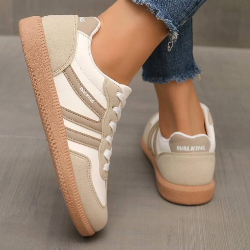 Damen Übergröße Sneaker Retro Farbblock Flache Sohle Schuhe für Damen 41 beige von Joom DACH