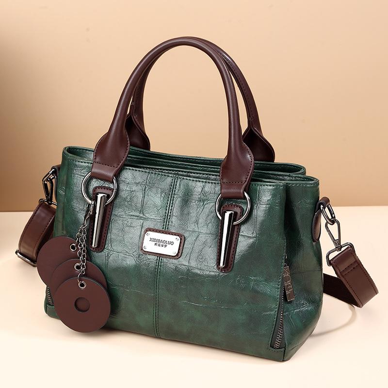 Damen-Umhängetasche, Retro, tragbar, große Kapazität, Tasche mit mehreren Fächern, Messenger-Handtasche in Europa und Amerika 12cm*20cm*28cm grün von Joom DACH