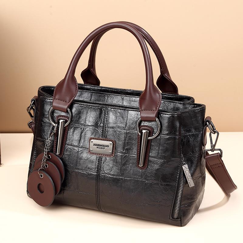 Damen-Umhängetasche, Retro, tragbar, große Kapazität, Tasche mit mehreren Fächern, Messenger-Handtasche in Europa und Amerika 12cm*20cm*28cm schwarz Damen-Umhängetasche, Retro, tragbar, große Kapazität, Tasche mit mehreren Fächern, Messenger-Handtasche in Europa und Amerika 12cm*20cm*28cm schwarz von Joom DACH