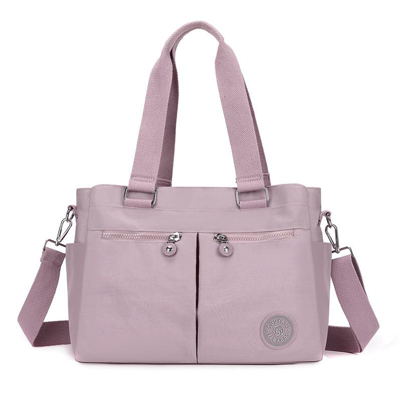 Damen Umhängetasche Nylon Tasche Mehrere Fächer Große Kapazität Mutter Handtasche licht lila von Joom DACH