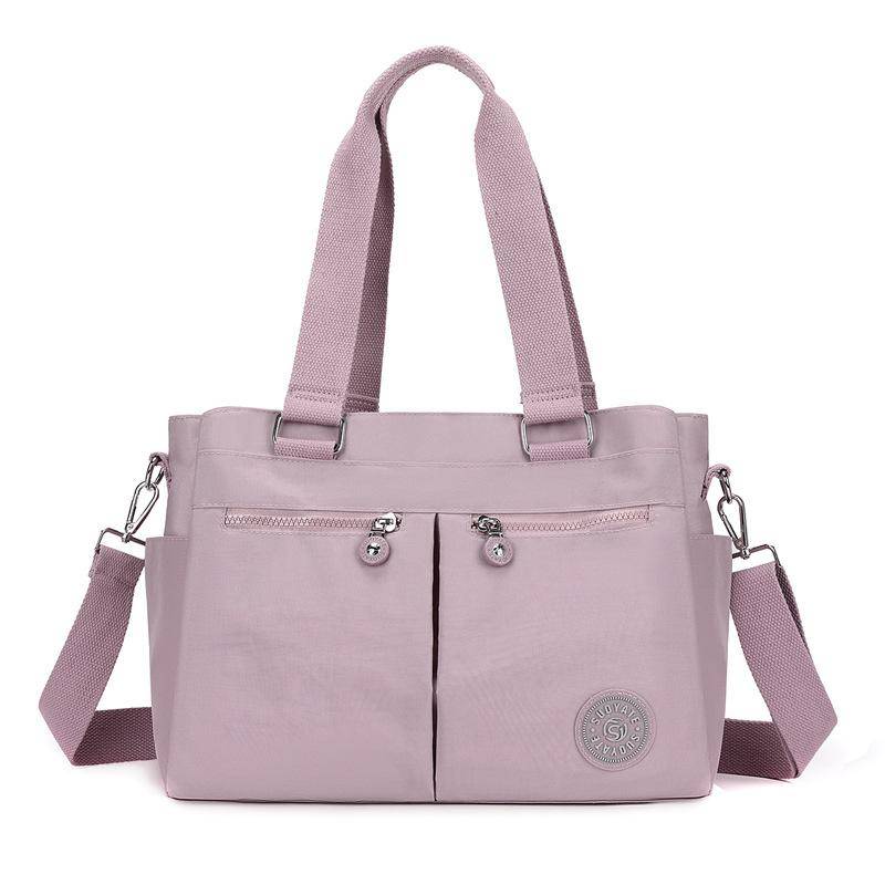 Damen Umhängetasche Nylon Tasche Mehrere Fächer Große Kapazität Mutter Handtasche licht lila von Joom DACH
