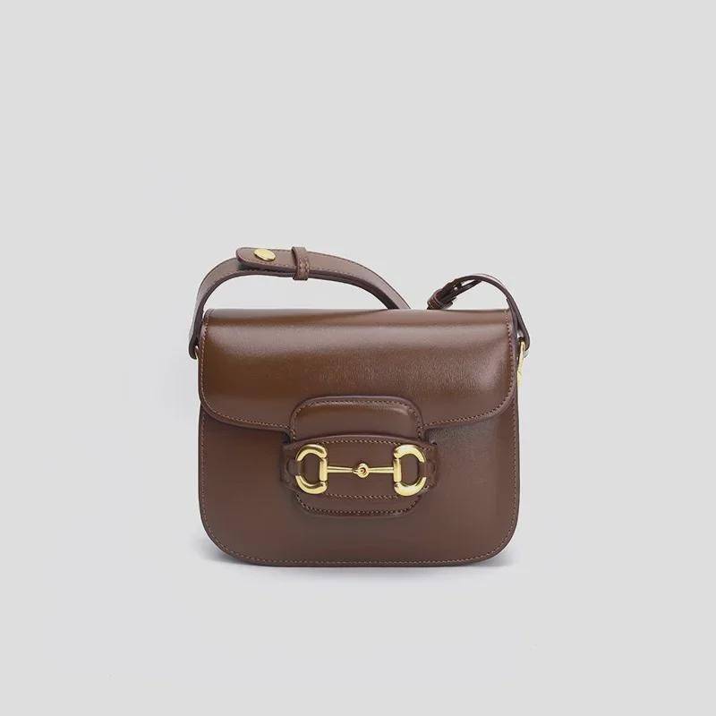 Damen-Umhängetasche aus echtem Leder – Nischendesign, hochwertige, schlichte Schultertasche Large: 22cm*17cm*6.5cm von Joom DACH