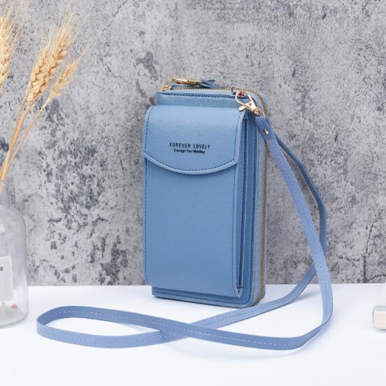 Damen-Umhängetasche mit langer Hand und großem Handy-Reißverschluss und einer Schulter blau von Joom DACH