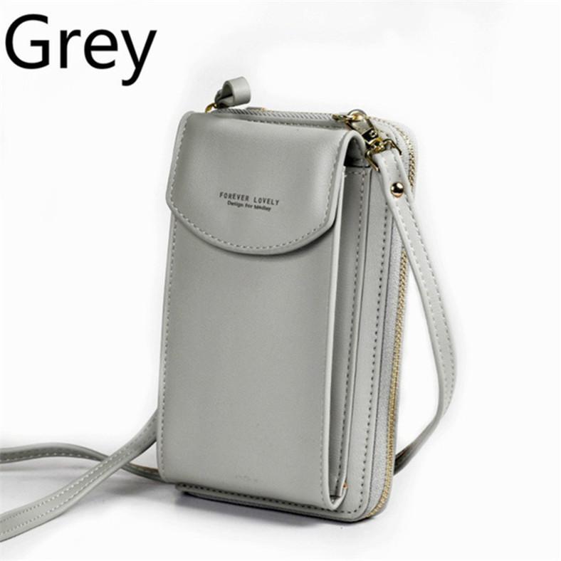 Damen-Umhängetasche mit langer Hand und großem Handy-Reißverschluss und einer Schulter grau von Joom DACH