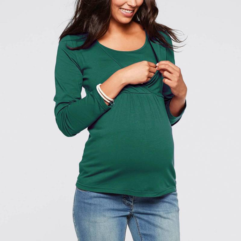 Damen Umstandsmode Rundhalsausschnitt Einfarbig Stilltop M grün von Joom DACH