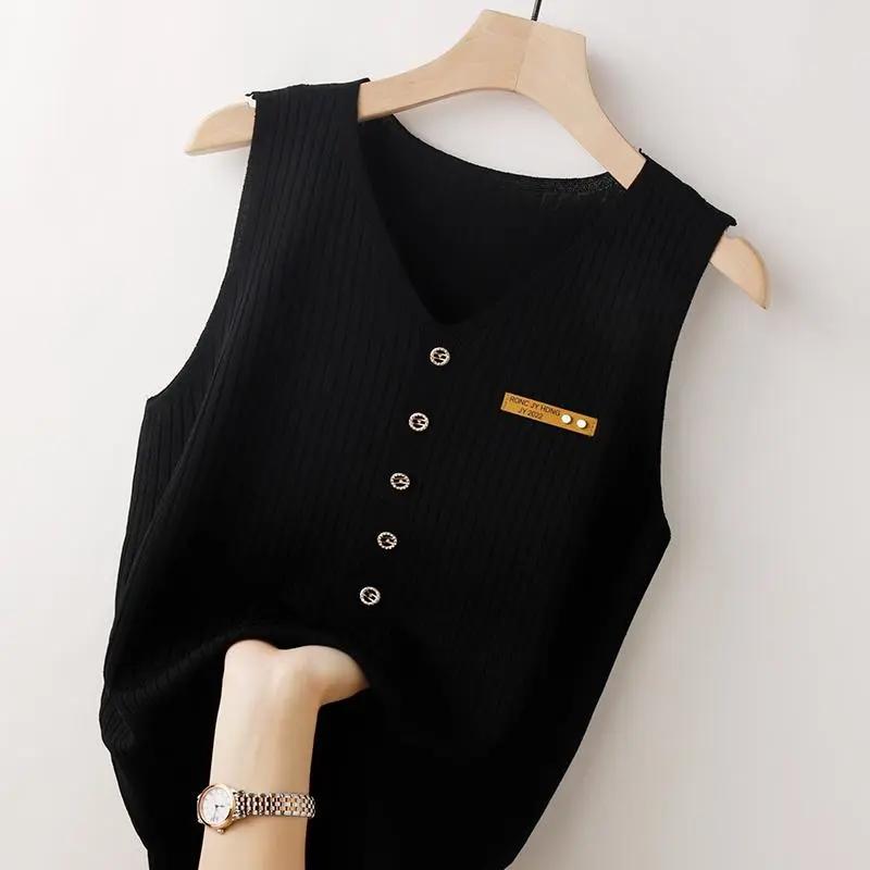 Damen Unterhemd Sommer Oberbekleidung Ärmelloses T-Shirt Damen Top S schwarz von Joom DACH