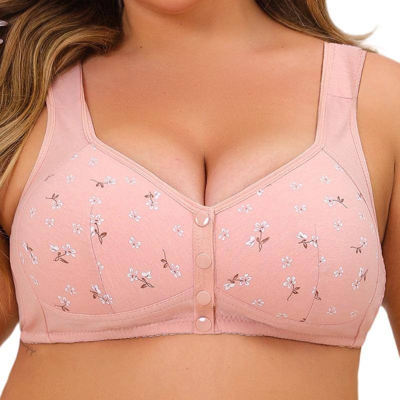 Damen Unterwäsche Frontschnalle ohne Stahlring Druck BH Plus Size 54/125 rosa von Joom DACH