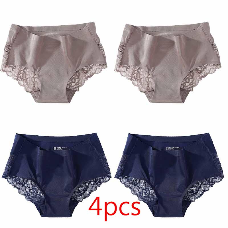 Damen-Unterwäsche aus spurloser Eisseide, luxuriöser Dreiecks-Slip mit Perlenspitze und Nähten 2XL von Joom DACH