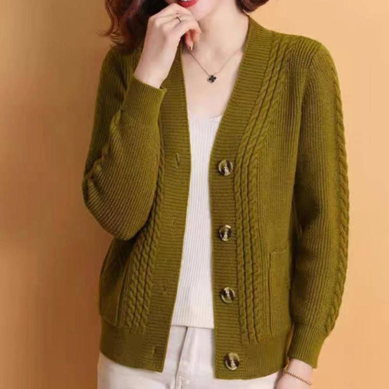 Damen V-Ausschnitt Strickjacke Einfach geknöpft Lässige Mode Pulloverjacke One Size von Joom DACH