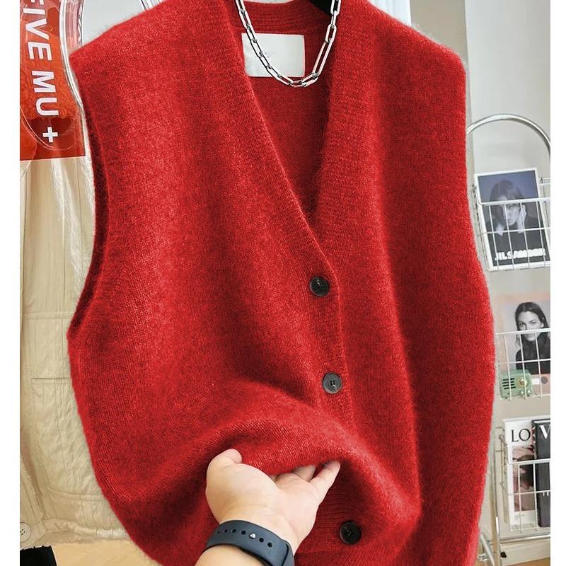 Damen Vielseitige V-Ausschnitt Pulloverweste Mantel Damenmode Ärmellos Gestrickte Strickjacke Pullover Westen Top 2XL von Joom DACH