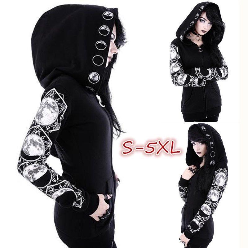Damen Vintage Gothic Langarm Reißverschluss Sweatshirt Mantel Übergröße XL schwarz Damen Vintage Gothic Langarm Reißverschluss Sweatshirt Mantel Übergröße XL schwarz von Joom DACH