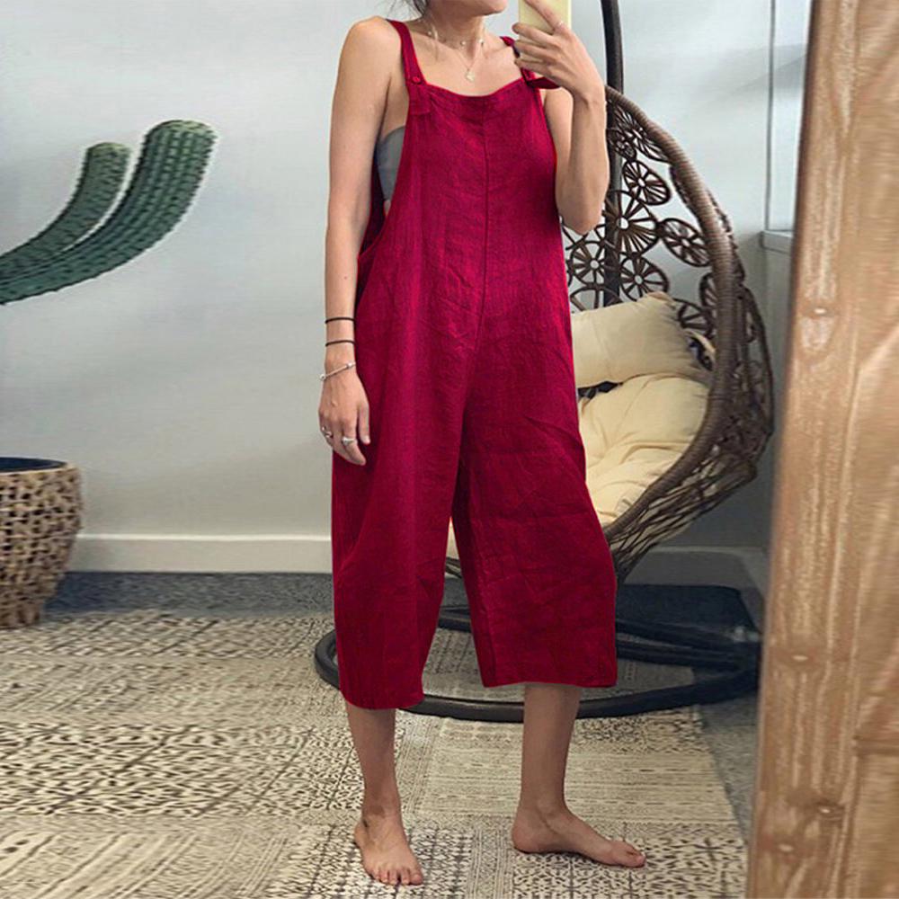 Damen Vintage-Jumpsuits, kurze Hosen, verstellbare Schultergurte, Taschen, weites Bein, lässig 5XLarge rot von Joom DACH
