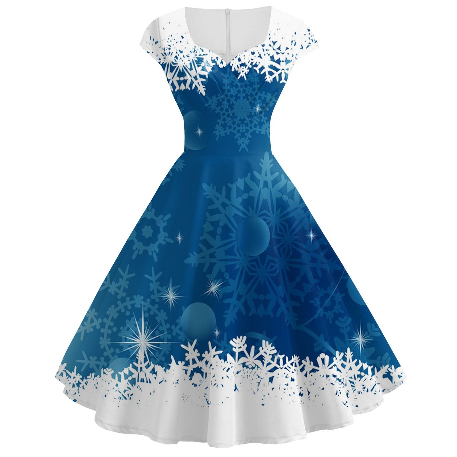 Damen Vintage ärmelloses Weihnachten 1950er Jahre Hausfrau Abend Party Ballkleid XL blau von Joom DACH