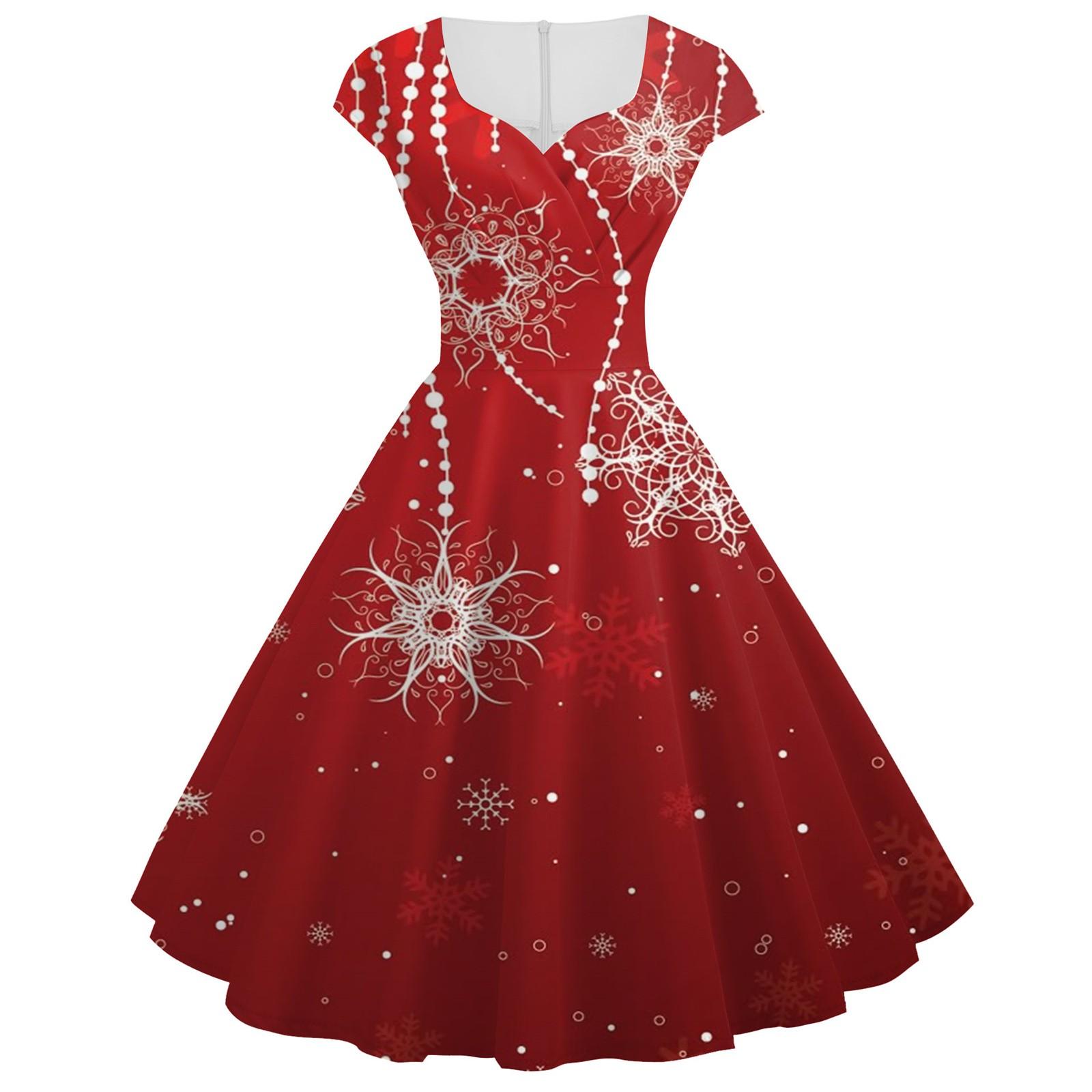 Damen Vintage ärmelloses Weihnachten 1950er Jahre Hausfrau Abend Party Ballkleid XXL rot von Joom DACH