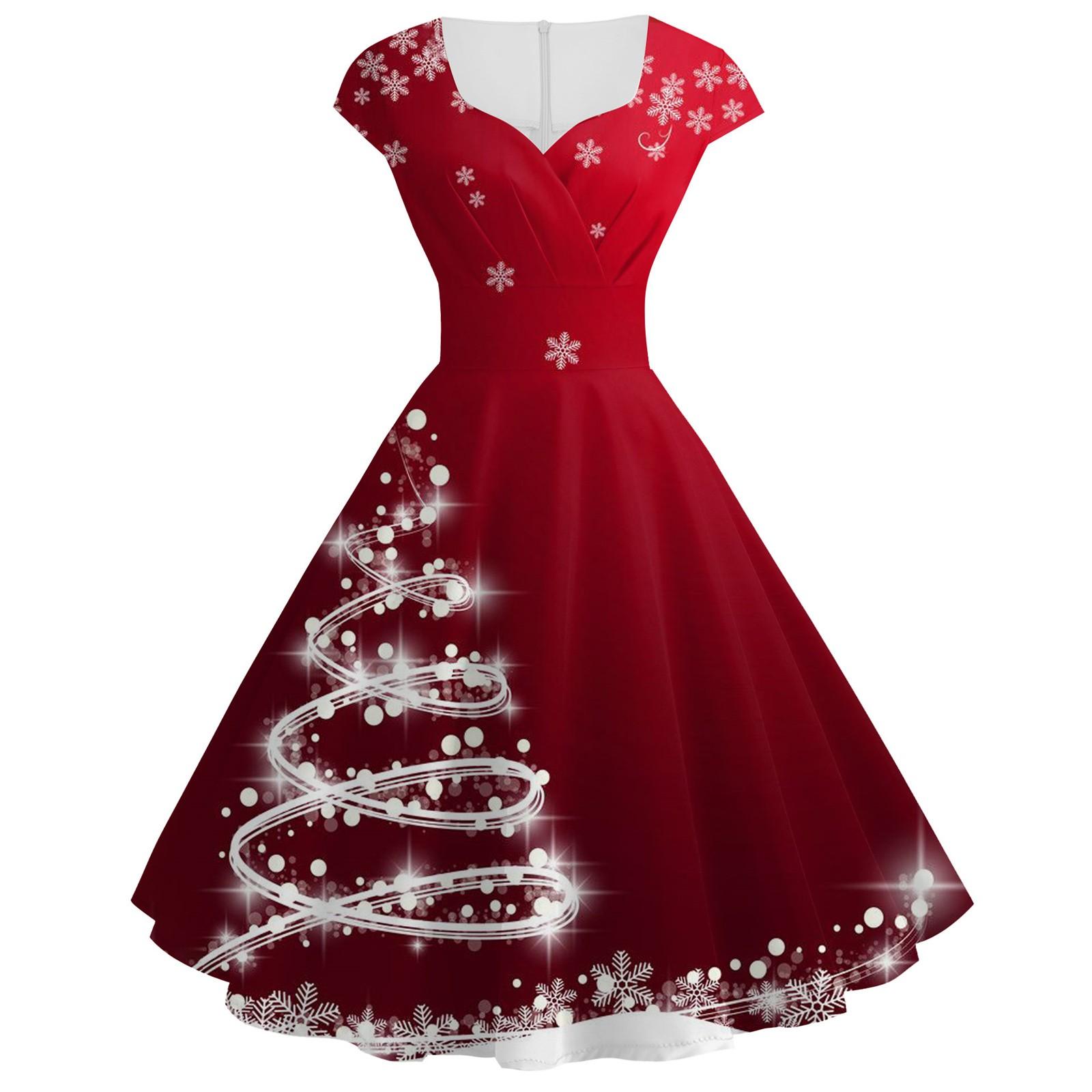 Damen Vintage ärmelloses Weihnachten 1950er Jahre Hausfrau Abend Party Ballkleid XXL weinrot von Joom DACH