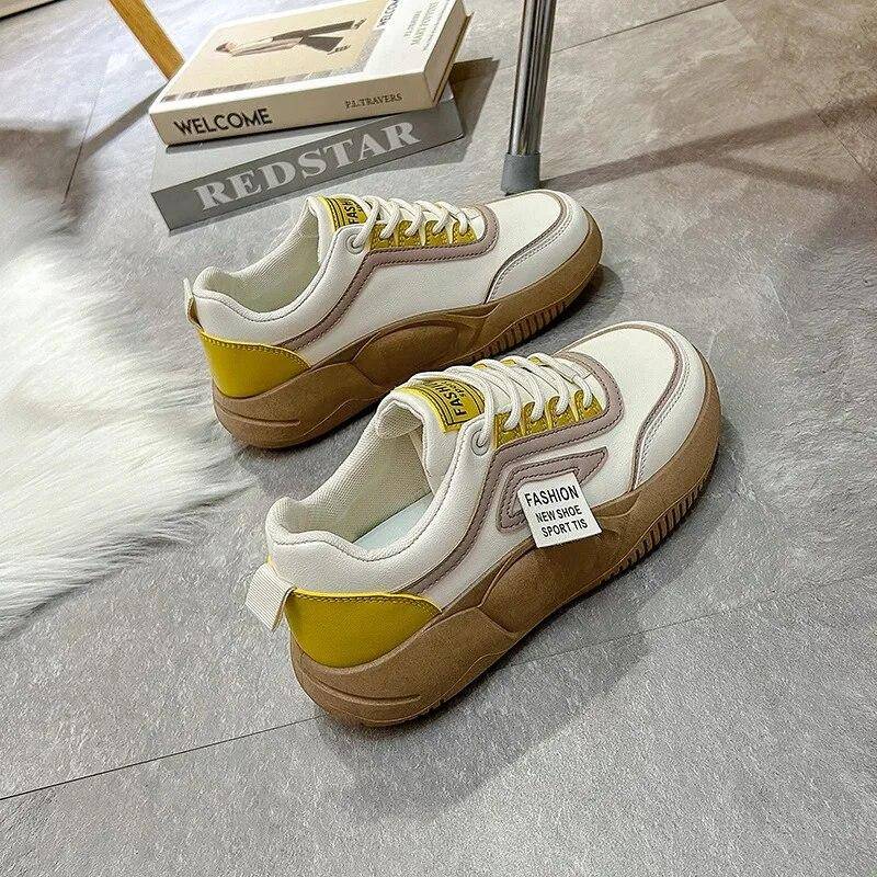 Damen Vulkanisierte Schuhe Herbst Winter Sport Halbschuhe Bequeme Walking Sneakers Damen Dickbesohlte Schnürschuhe Freizeitschuhe 40 von Joom DACH