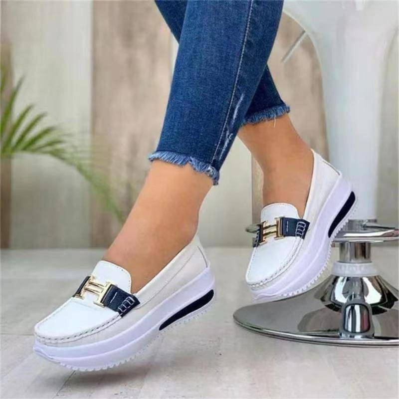 Damen Vulkanisierte Schuhe Runde Zehen Sneakers Outdoor Damen Freizeitschuhe Plateau Walking Damenschuhe Flache Slipper Neu 38 weiß von Joom DACH