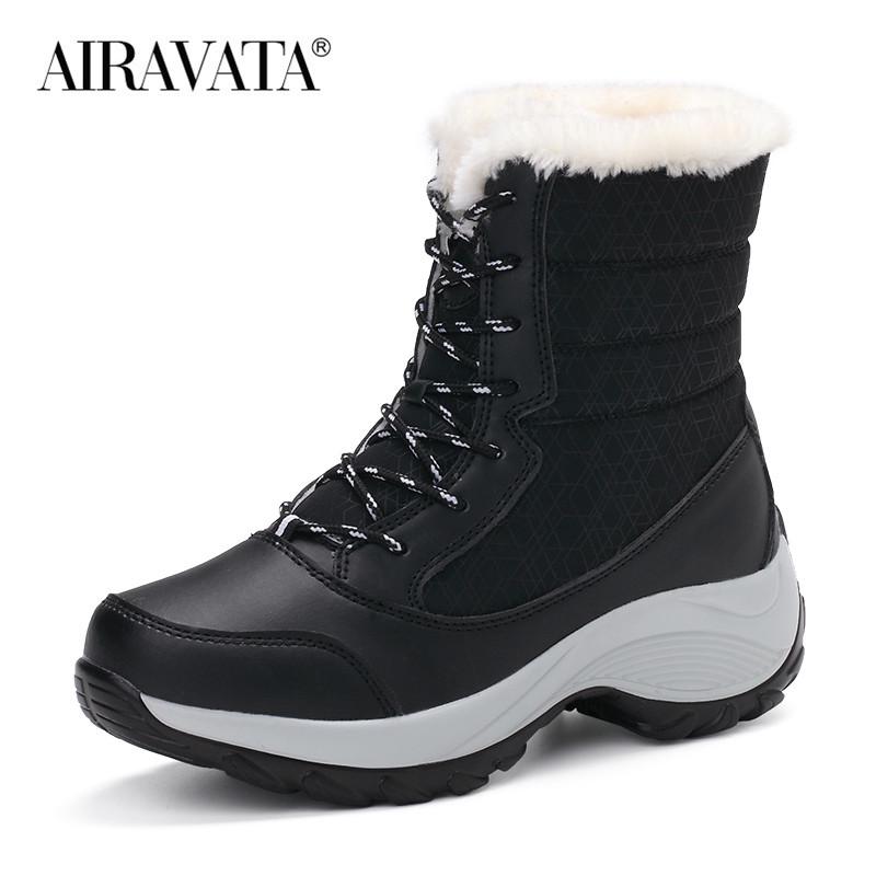 Damen-Wanderschuhe, wasserdicht, für den Winter, Plüsch, Schneestiefel, modisch, lässig, Sportschuhe 37 schwarz von Joom DACH