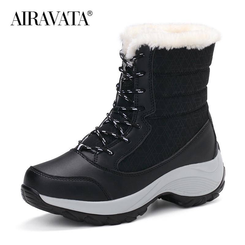 Damen-Wanderschuhe, wasserdicht, für den Winter, Plüsch, Schneestiefel, modisch, lässig, Sportschuhe 37 schwarz von Joom DACH