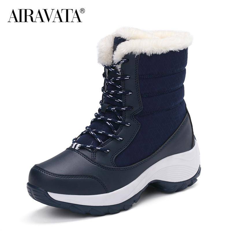 Damen-Wanderschuhe, wasserdicht, für den Winter, Plüsch, Schneestiefel, modisch, lässig, Sportschuhe 38 blau von Joom DACH