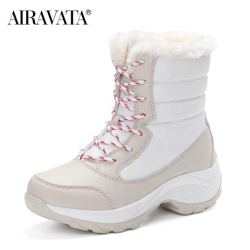 Damen-Wanderschuhe, wasserdicht, für den Winter, Plüsch, Schneestiefel, modisch, lässig, Sportschuhe 38 beige von Joom DACH